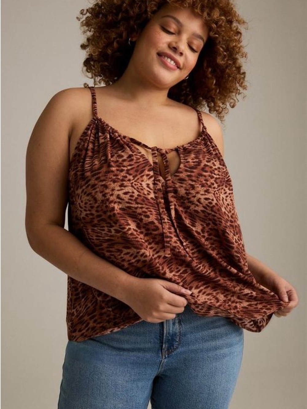 Torrid Festi 0X Crinkle Gauze Halter Top Leopard NWT